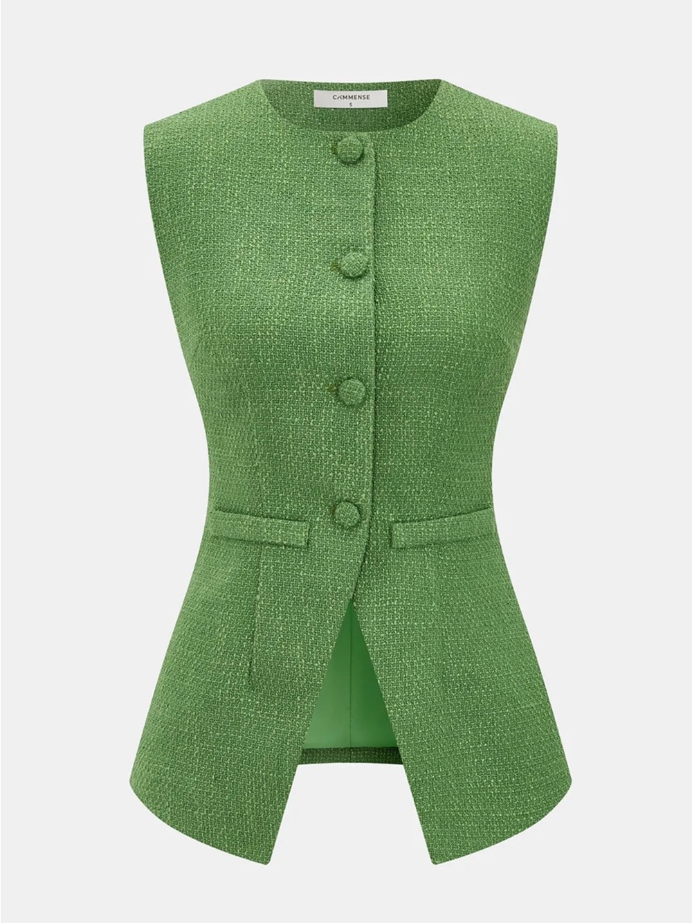 Commense Tweed Sleeveless Vest & Shorts Set - Green - Medium - Picture 4 of 11